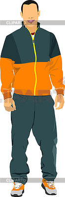 Hombre joven en traje de deporte. Duffle | Ilustración vectorial de stock |ID 4309639