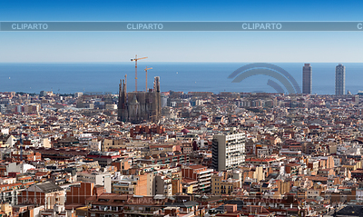 Blick auf Barcelona von Berg Tibidabo | Foto mit hoher Auflösung |ID 4295940