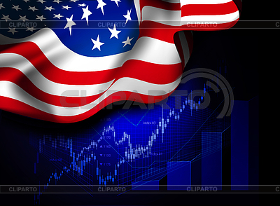 Mercado datos financieros con la bandera de EE.UU. | Ilustración vectorial de stock |ID 4289710