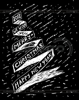 Weihnachtsbaum in Form von Band mit Kreide o gemalt | Stock Vektorgrafik |ID 6631619