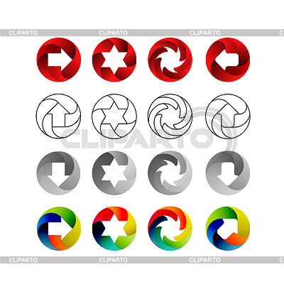 Conjunto de signos, en formas circulares con sombras dentro | Ilustración vectorial de stock |ID 6631634