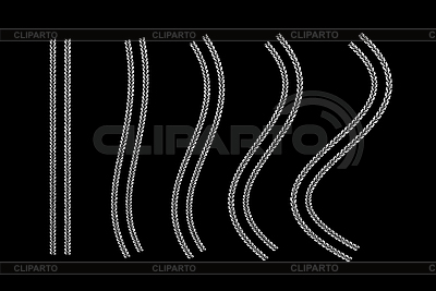 Las huellas de los neumáticos establecen elementos de diseño con diversos grados | Ilustración vectorial de stock |ID 7045311