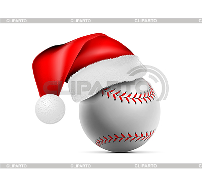 Pelota de béisbol con gorro de Papá Noel | Ilustración vectorial de stock |ID 7068909