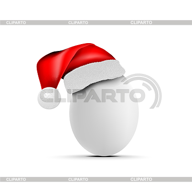 Huevo de gallina o avestruz con gorro de santa claus | Ilustración vectorial de stock |ID 7098469
