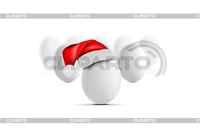 Hühner- oder Straußeneier mit Weihnachtsmannhut | Stock Vektorgrafik |ID 7098471