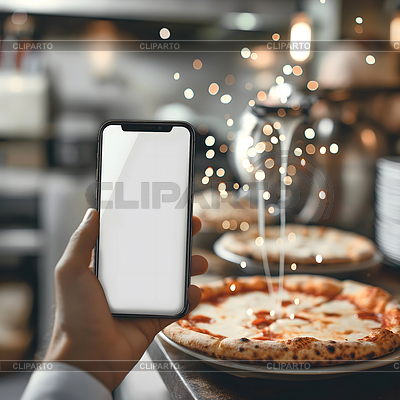 Smartphone application for ordering pizza in | High resolution stock photo |ID 7573248