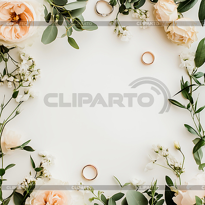 Свадебные атрибуты Flatlay для приглашений и | Иллюстрация большого размера |ID 7594463