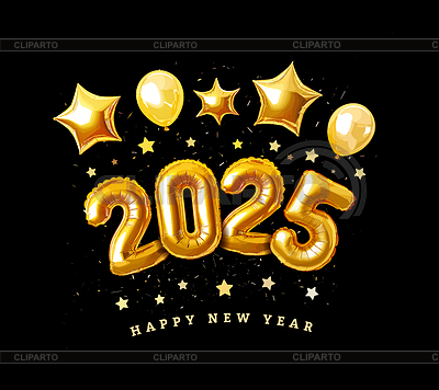2025 made of balloons and confetti. Happy New Year | Stock Vector Graphics |ID 7611694