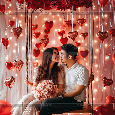 Schwingen Sie sich in die Liebe Valentinstag Paar | Illustration mit hoher Auflösung |ID 7626610
