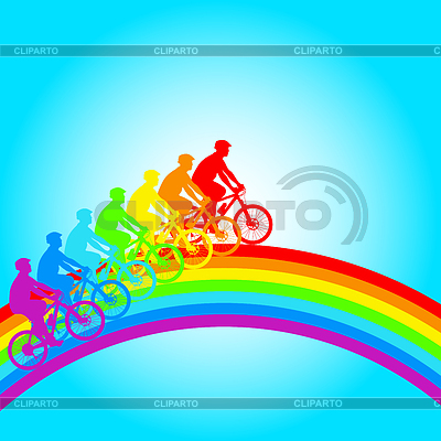Silueta del arco iris ciclista masculino. | Ilustración vectorial de stock |ID 4097388