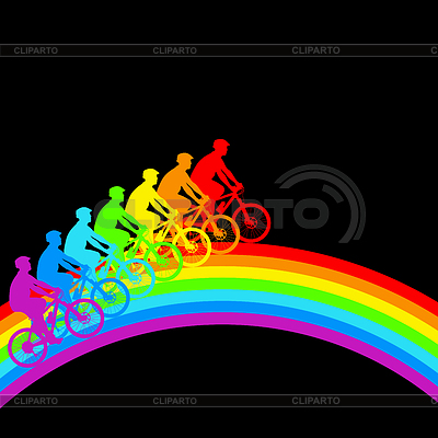 Silueta del arco iris ciclista masculino. | Ilustración vectorial de stock |ID 4097390