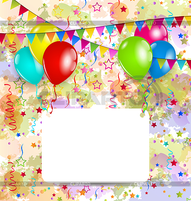 Modern tarjeta de felicitación de cumpleaños con globos y | Ilustración vectorial de stock |ID 4306715