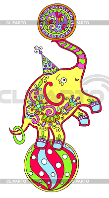 Colored line art drawing of circus theme - | Stock Vector Graphics |ID 6149041
