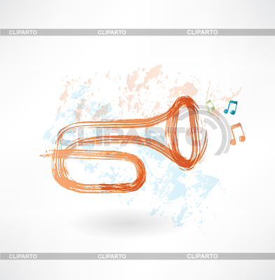 Grunge icono trompeta | Ilustración vectorial de stock |ID 4157316