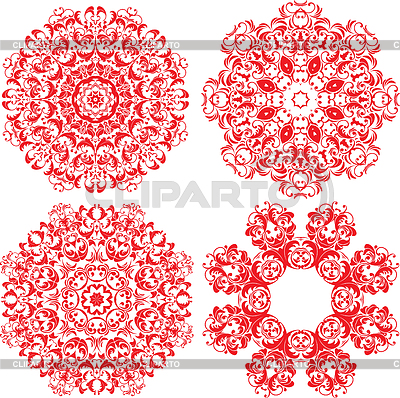Conjunto de 4 adornos uno redondas de color, floral Encaje | Ilustración vectorial de stock |ID 4159401