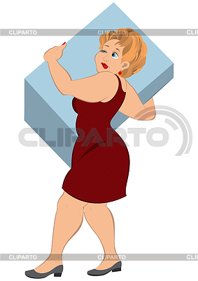 Cartoon Frau, die große Box | Stock Vektorgrafik |ID 4403411