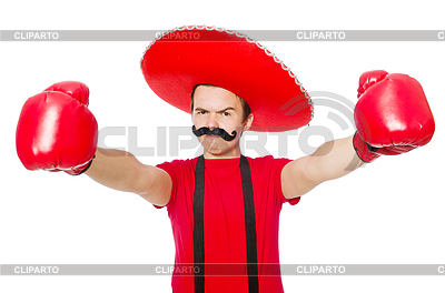Funny mexican with boxer gloves on white | High resolution stock photo |ID 4357779