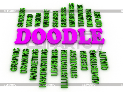 3d изображений осуществляется Doodle Слово облако концепции | Иллюстрация большого размера |ID 4437403