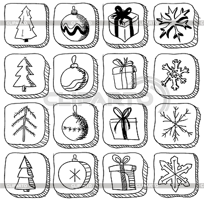 Conjunto de iconos de dibujo de Navidad | Ilustración vectorial de stock |ID 4091915