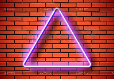 Neonrahmen mit dreiecksform auf roter backsteinmauer. | Stock Vektorgrafik |ID 7326004