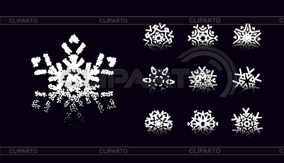 Conjunto de iconos de copo de nieve con estilo de tatuaje geométrico | Ilustración vectorial de stock |ID 7417471