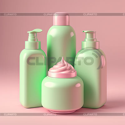 Maqueta de botellas de cosméticos. Botellas verdes vacías en | Foto de alta resolución |ID 7422756