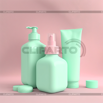 Maqueta de botellas de cosméticos. Botellas verdes vacías en | Foto de alta resolución |ID 7427234