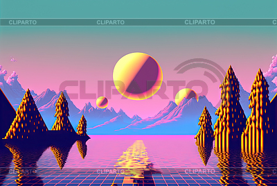 Escena abstracta de onda de vapor con bola dorada encendida | Ilustración de alta resolución |ID 7451911