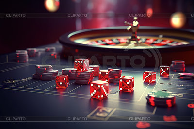 Concepto de casino con objetos de juego abstractos. | Ilustración de alta resolución |ID 7472575