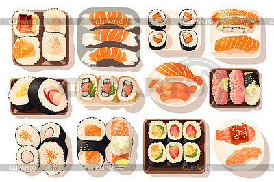 Sushi set. Collection of fast fool in asian style. | High resolution stock photo |ID 7475338