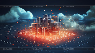 Concepto de estructura de nube de datos con tecnología digital | Ilustración de alta resolución |ID 7577619