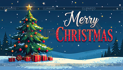 Christmas scene with fir tree in holiday | High resolution stock illustration |ID 7611089