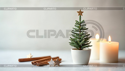 Weihnachtskartenschablone mit kleinem Baum im Topf, | Illustration mit hoher Auflösung |ID 7612293