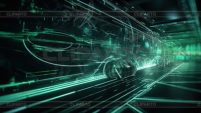 Abstrakte Lichtstreifen im dynamischen digitalen Raum mit Witz | Illustration mit hoher Auflösung |ID 7616273