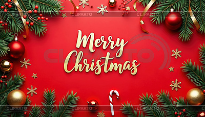 Merry Christmas greeting card with Xmas greeting | High resolution stock illustration |ID 7617737