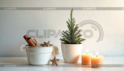 Weihnachtskartenschablone mit kleinem Baum im Topf, | Illustration mit hoher Auflösung |ID 7617742