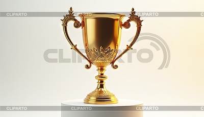Golden trophy cup with ornate handles for | High resolution stock illustration |ID 7620457