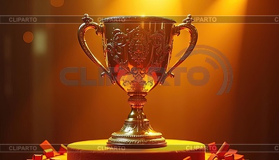 Copa trofeo dorada con asas adornadas para | Ilustración de alta resolución |ID 7621863