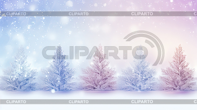 Winterlandschaft mit Bäumen im Frost. Veilchen | Illustration mit hoher Auflösung |ID 7622949