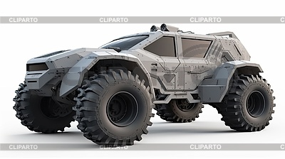 Футуристический внедорожный бронированный грузовик с прочным дизайном | Иллюстрация большого размера |ID 7628779