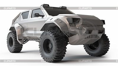 Футуристический внедорожный бронированный грузовик с прочным дизайном | Иллюстрация большого размера |ID 7629622