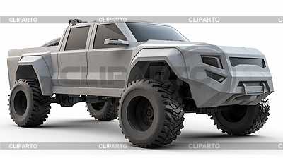 Футуристический внедорожный бронированный грузовик с прочным дизайном | Иллюстрация большого размера |ID 7632612