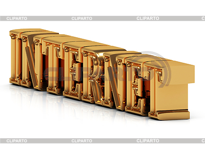 INTERNET - 3d inscripción gran carta de oro | Ilustración de alta resolución |ID 4243962