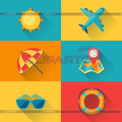 Viajes y turismo icono ubicado en el estilo de diseño plano | Ilustración vectorial de stock |ID 4169445