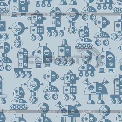 Patrón de robots sin costura en estilo plano | Ilustración vectorial de stock |ID 4190665
