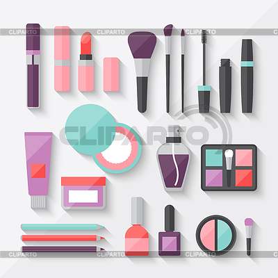 Set of colored cosmetics icons in flat style | Stock Vector Graphics |ID 4194836