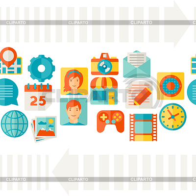 Patrón sin fisuras con la web y los iconos móviles | Ilustración vectorial de stock |ID 4220713