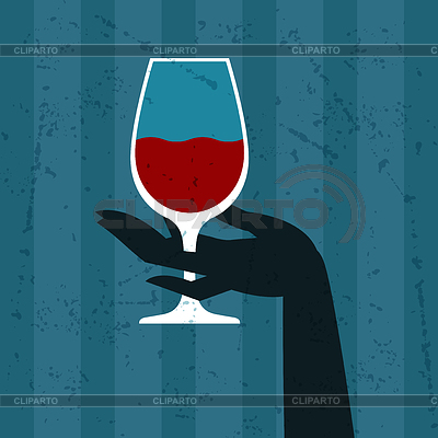 Con un vaso de vino y de la mano | Ilustración vectorial de stock |ID 4408941