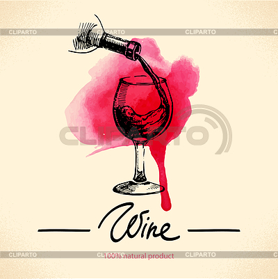 Wein Vintage Hintergrund. Aquarell-Skizze | Stock Vektorgrafik |ID 4206819