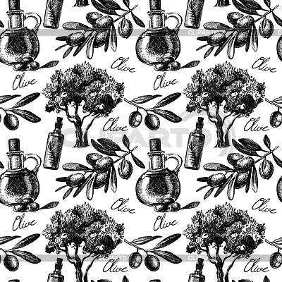 Vintage olive seamless pattern. sketch illustr | Stock Vector Graphics |ID 4477733